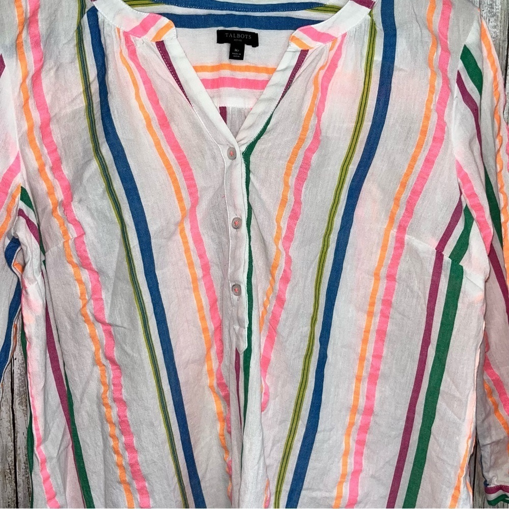 Talbots Sensational Stripe Popover Blouse - Picture 4 of 5
